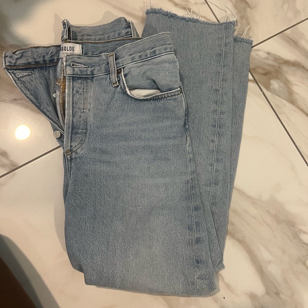 Agolde Women's Cropped Light Blue Jeans